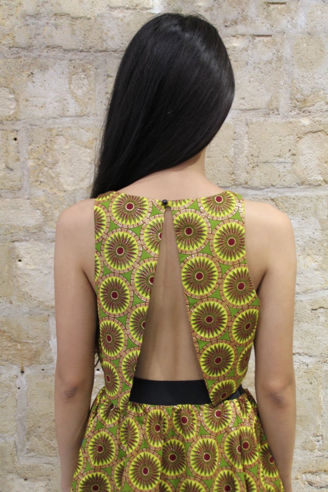 MALILI CROPPED TOP AND FLARED SKIRT Gold Flower Wax
