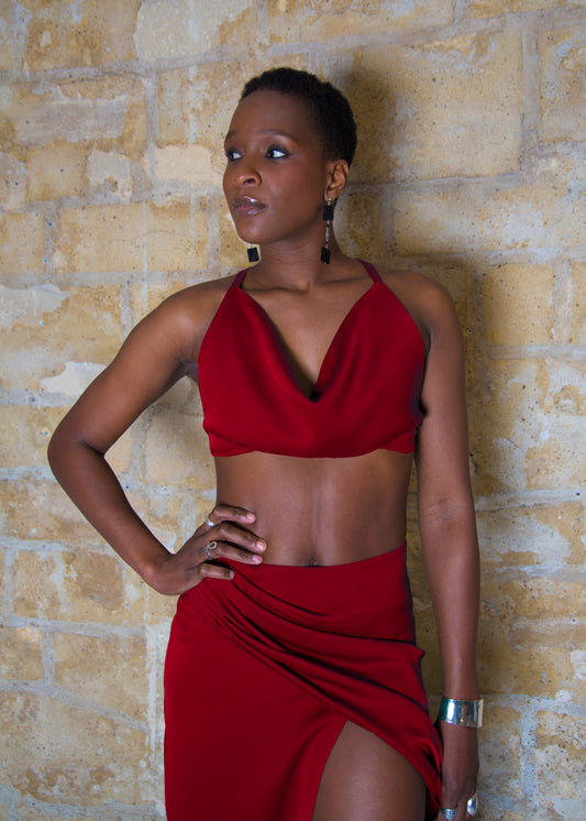 "JADE" CROPPED-TOP, CRIMSON RED